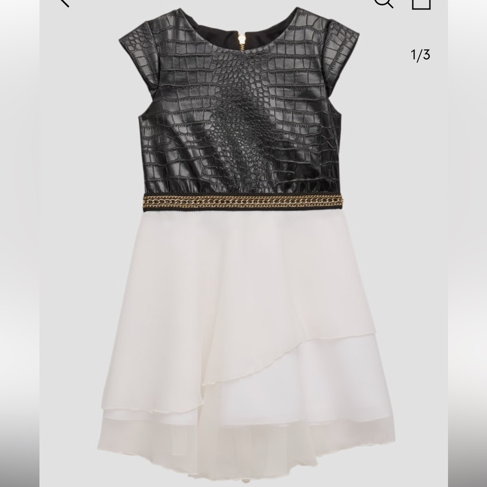 Zoe Ltd Black and White Croc-Pattern Kids Dress